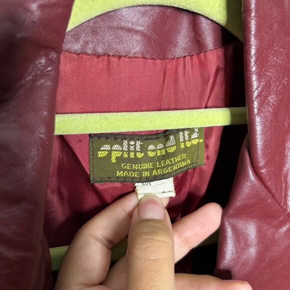Split End Ltd. Red Leather 70's Vintage Jacket Sz 9 - Picture 5 of 10